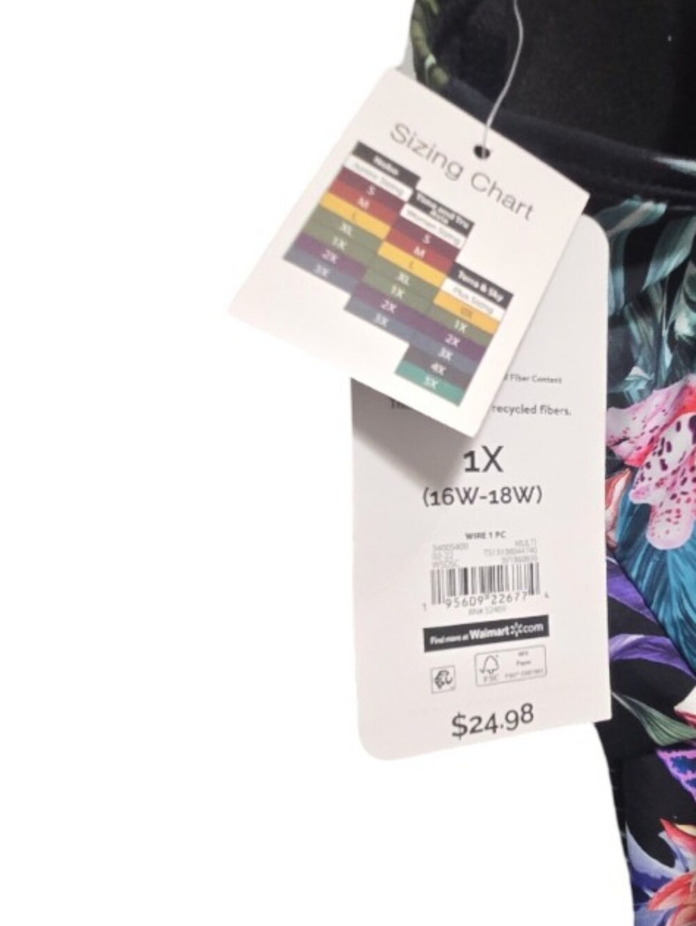 Terra & Sky Black Swim Floral One-Piece Swimsuit Underwire Tummy Control Beach - Picture 7 of 7